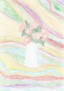 Blumentopf - Farbstift auf Papier/A4