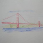 Golgen Gate Bridge - Wasserfarben/Farbstift auf Papier/A3