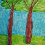 2 Bäume - Filzstift auf Papier/A3