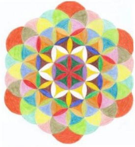 Geometrie 1 Die Blume des Lebens - Farbstift auf Papier/A4