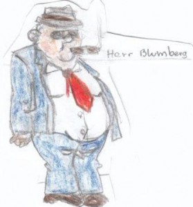 Karikatur Herr Blumberg - Farbstift auf Papier