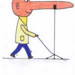 Karikatur lange Nase 1.11 - Filzstift auf Papier/A4