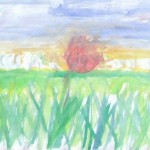 Rote Tulpe 1.9 - Wasserfarben auf Papier/A4