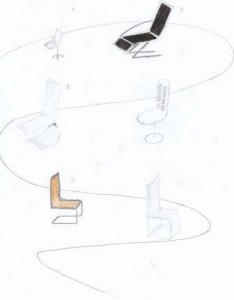 Stühle 3.12 - Farbstift auf Papier/A4